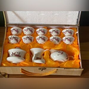 Vintage Chinese Jing Pin Yu Ci Traditional 16PC Mini Bone China Tea Set in Box